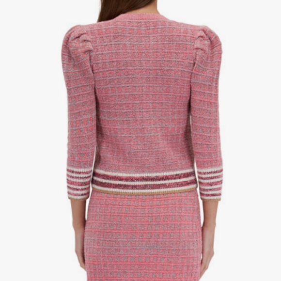 L'Agence Pink Jenni Puff Sleeve Fitted Cardigan Blazer NWOT - Picture 5 of 13